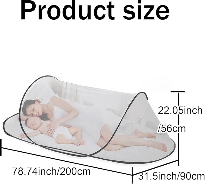 Pop Up Mosquito Net for Bed, Adjustable Anti Mosquito Bed Canopy, Fly Net Tent for Single, Indoor & Outdoor(78 * 56 * 31 inch)