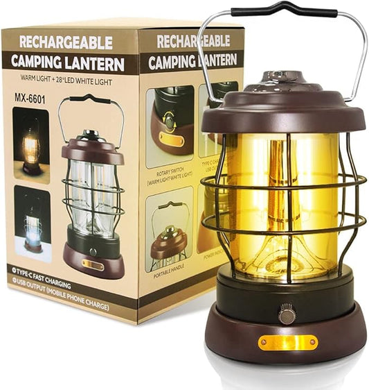 UniqueFire Retro Camping Lantern Rechargeable 1500LM 2 Modes Dimmable,Portable Electric Hurricane Lamp Hands-Free Flashlight,5000 mA High Capacity Battery LED Lanterns for Power Outages Indoor