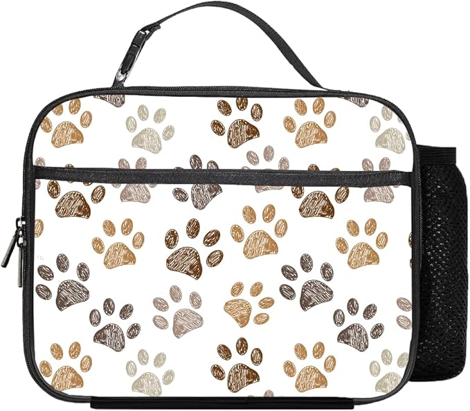 Paw Print Lunch Bag Reusable Insulated Lunch Box Keep Food Cooler Thermal Lunch Tote for Women Men