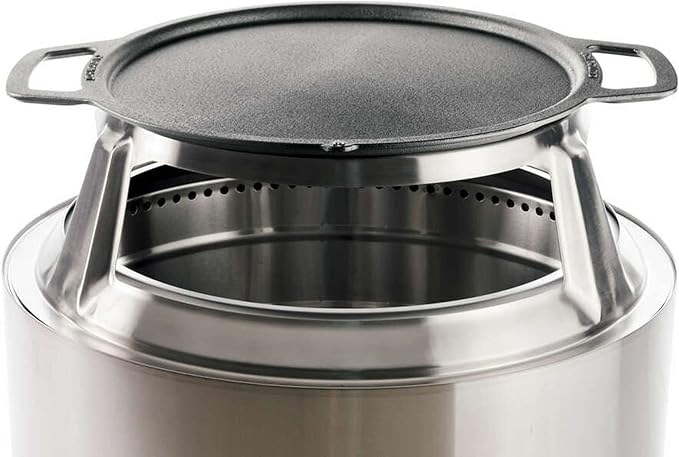 Solo Stove Yukon Griddle + Hub, Cast Iron Cookware with Stainless steel Hub for 8” Elevation, Addition to Yukon fire pit, Weight: 21 lbs, Cooking surface diameter: 17.75"