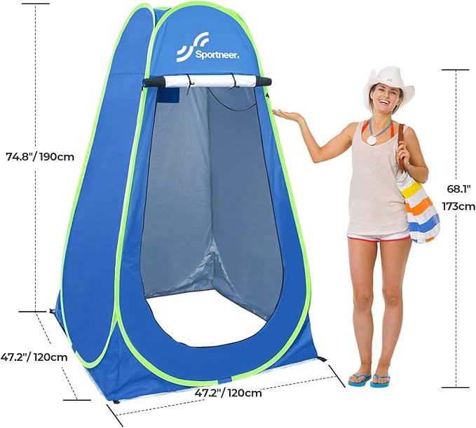 Sportneer Pop Up Privacy Shower Tent, Portable Changing Room Pop Up Changing Tent 75inches x 47inches x 47inches Shower Tent with Carry Bag for Camping & Beach, Easy Set Up, Foldable