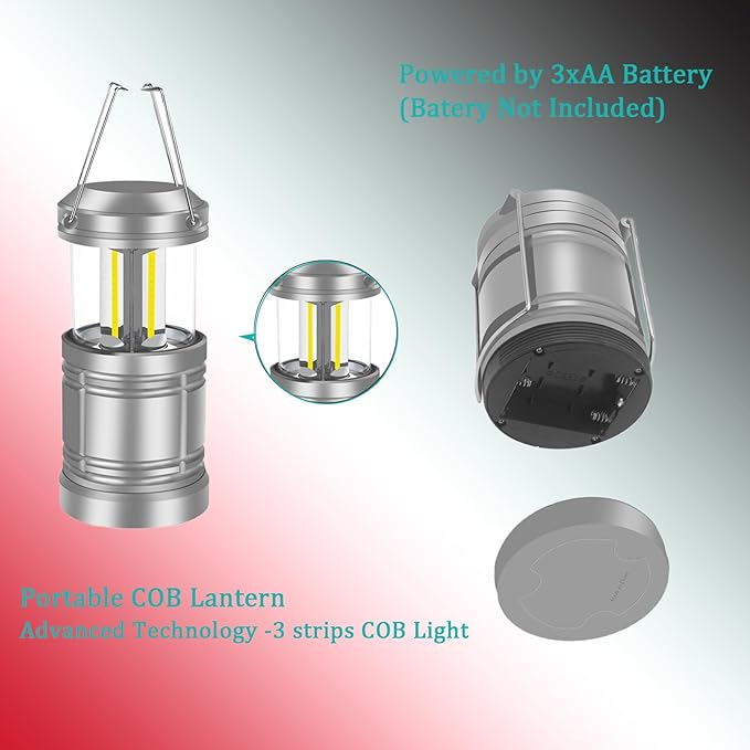 LED Camping Lantern ,500 Lumens Battery Operated Portable Hanging Lanterns for Home Power Outages Hurricane Storm Camping, 4 Pack