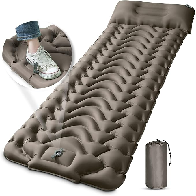 MEETPEAK Camping Pad, Foot Press Inflatable Sleeping Pad Thick 4 Inch Lightweight Camping Sleeping Mat Ultralight Compact Waterproof Air Mattress for Outdoor Hiking Hammock Backpacking Sleeping Bag