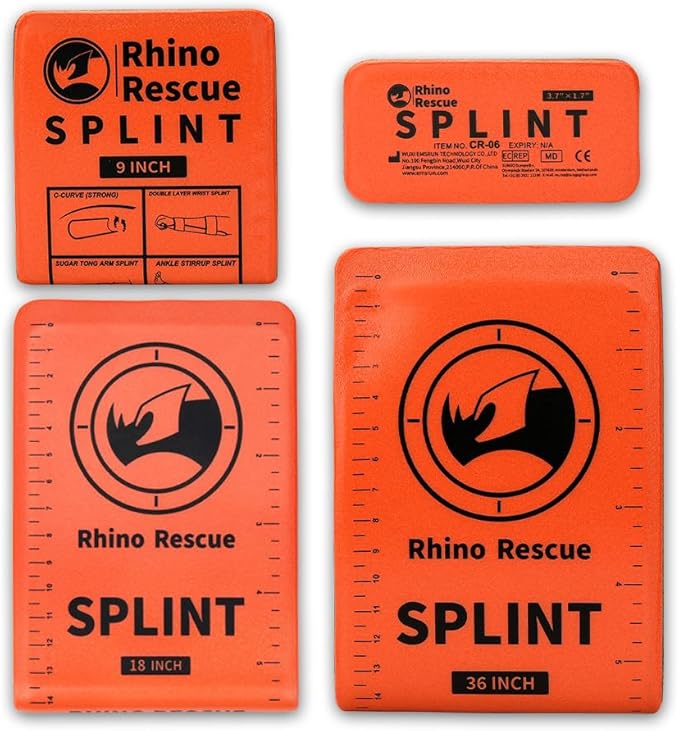 RHINO RESCUE First Aid Splint 36" X 4.3" Orange-Gray, Keep Bones in Position (4, Splint Bundle)