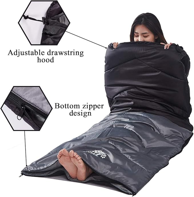 Sleeping Bag 4 Seasons Adults & Kids for Camping Hiking Trips Warm Cool Weather,Lightweight and Waterproof with Compression Bag,Indoors Outdoors Activities