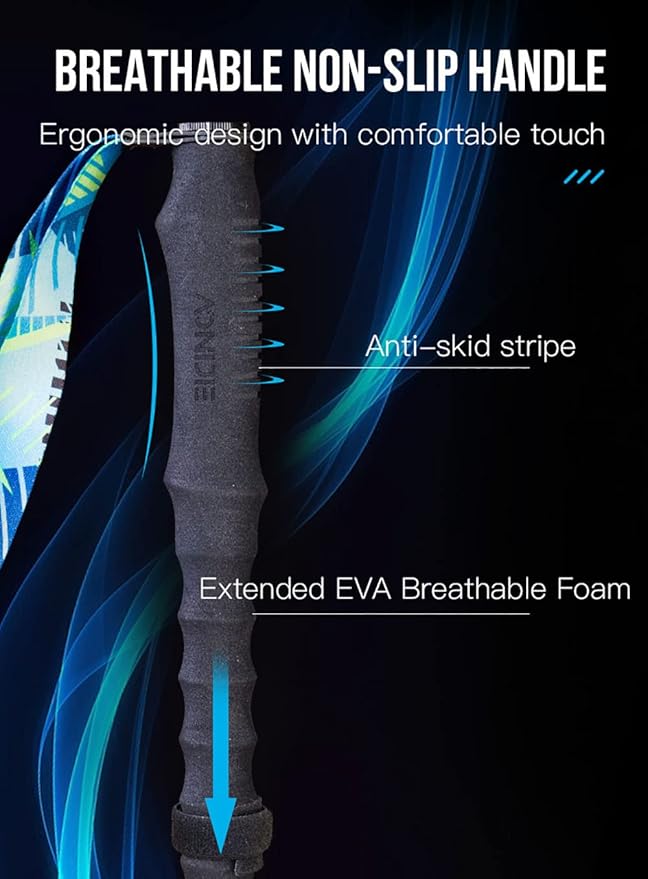 AONIJIE Trekking Poles -2 Ultralight Collapsible Carbon Fiber Hiking Poles with Anti-Shock and Quick Lock System, Folding Walking Sticks for Hiking, Camping