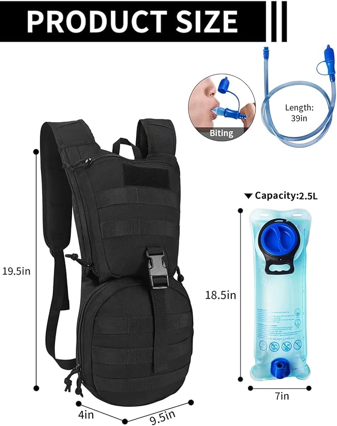 SMONT Tactical Molle Water Hydration Running Backpack - Lightweight with 2.5L Water Bladder for Men Hiking