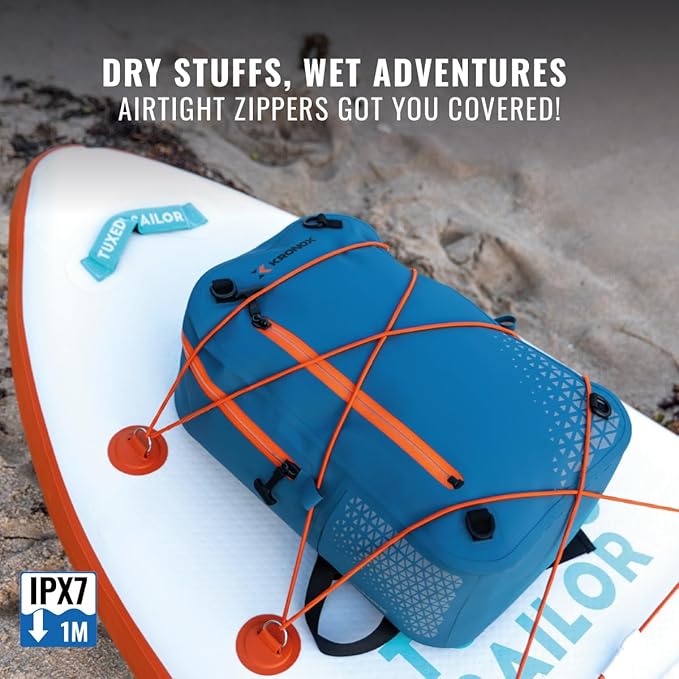 KRONOX 30L Waterproof Backpack for Men – IPX7 Submersible Dry Bag with Laptop Sleeve, Lightweight & Durable for Travel