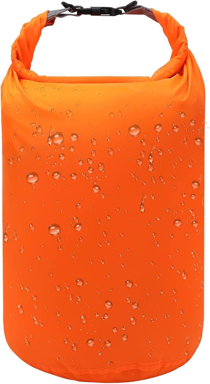 R2Depot Waterproof Dry Bag, 5L/10L/20L/40L/70L Dry Storage Bag for Kayaking, Gym, Hiking, Swimming (Orange, 5L)