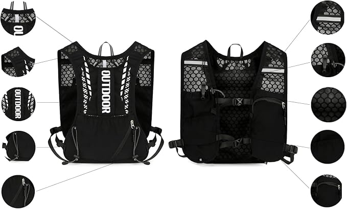5L Hydration Backpack for Women and Men - Lightweight Running Vest with 1.5L Water Bladder, Water Backpack for Hiking, Running, Biking, Cycling and Rave, Adjustable Straps
