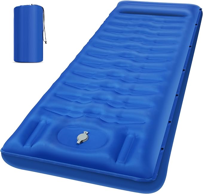 Sleeping Pad, Ultralight Thicken Inflatable Sleeping Pad for Camping, Built-in Pump, Great for Camping, Hiking, Carry Bag, Repair Kit, Compact & Lightweight Air Mattress(Blue)