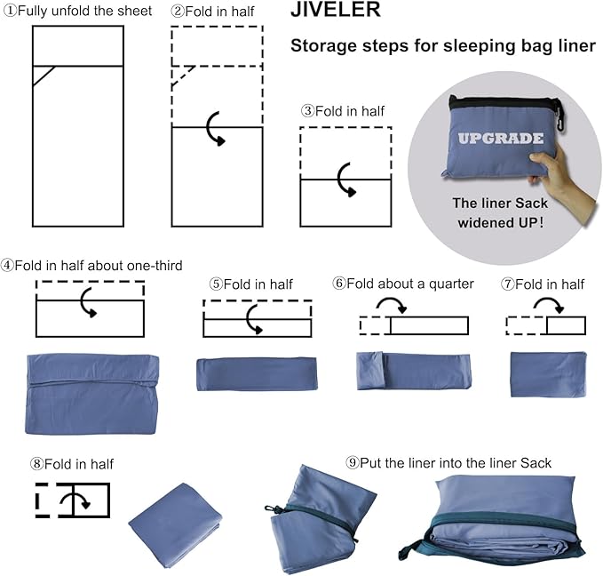 Lightweight Sleeping Bag Liner Camping Travel Sheets Ultralight Sleeping Bag Sack for Backpacking Hiking Hotel Hostels and Traveling, Stuff Sack Included