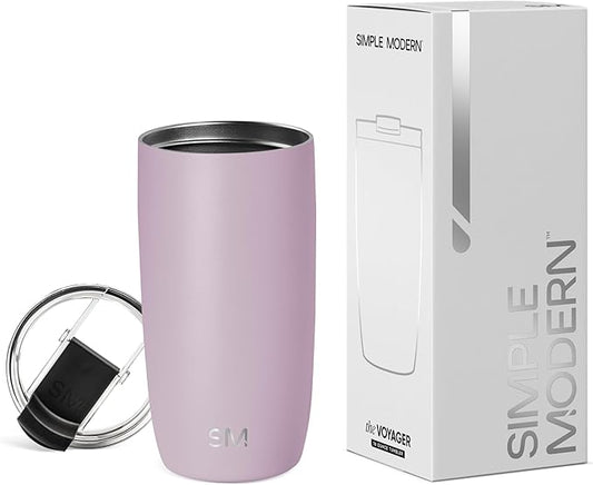 Simple Modern Travel Coffee Mug Tumbler with Flip Lid | Reusable Insulated Stainless Steel Cold Brew Iced Coffee Cup Thermos | Gifts for Women Men Him Her | Voyager Collection | 16oz | Lavender Mist