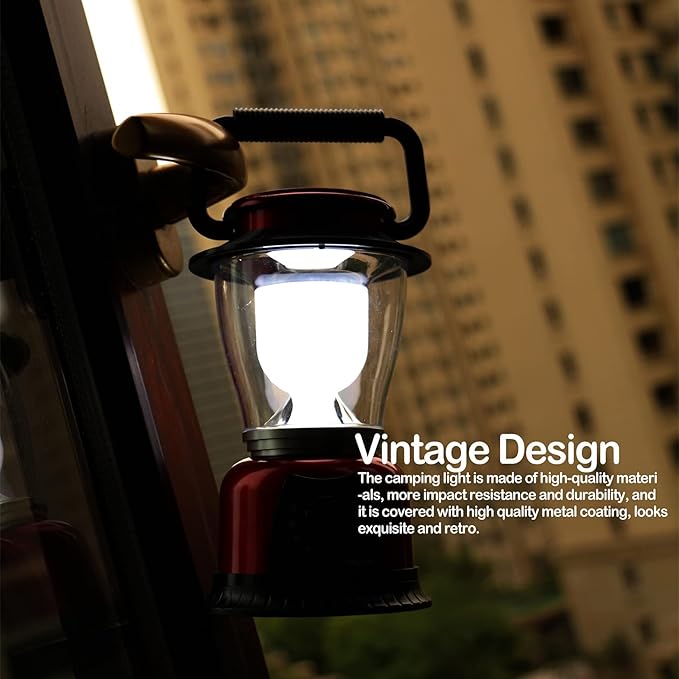 LED Lantern Variable Power Retro Battery Powered Camping Light, COB High Brightness Dimmable Camping Lamp for Hiking, Fishing, Repairing and Emergency Lighting (2)