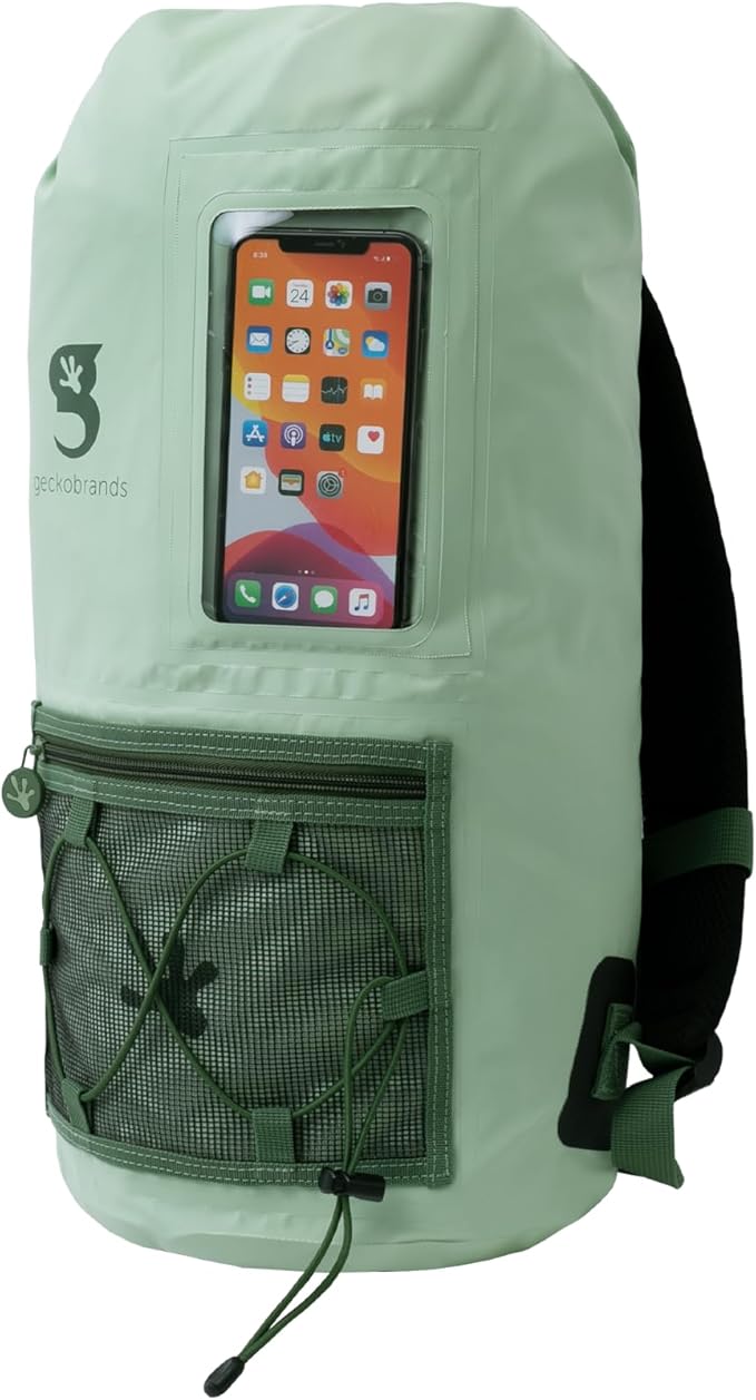 geckobrands Hydroner 20L Waterproof Dry Bag Backpack – Lightweight Roll-Top Bag with Clear Phone Pouch for Outdoor Activities