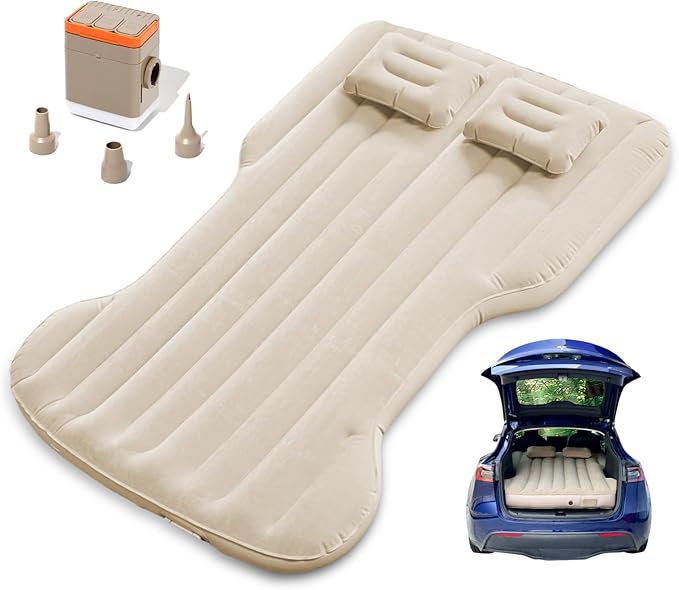 for Tesla Model Y Camping Air Mattress, Self Inflating Sleeping Pad with Wireless Portable Air Pump, 2 Pillows, Storage Bag, Camping Bed for Tesla Model Y 5/7 Seater Accessories 2021-2024 2025