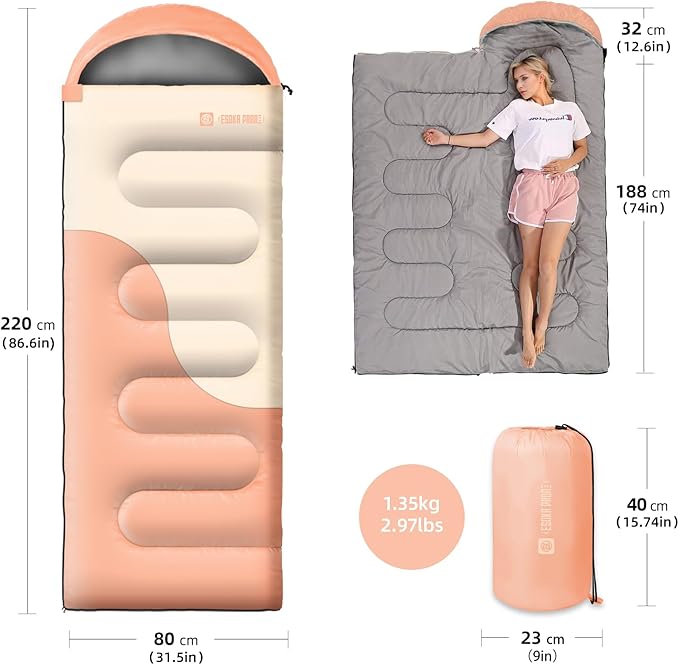 Sleeping Bags for Adults&Kids,Lightweight Waterproof Warm Weather Sleeping Bag,Compact Portable Sleeping Bag for Camping,Essentials Gear for Camping Hiking Outdoor Travel