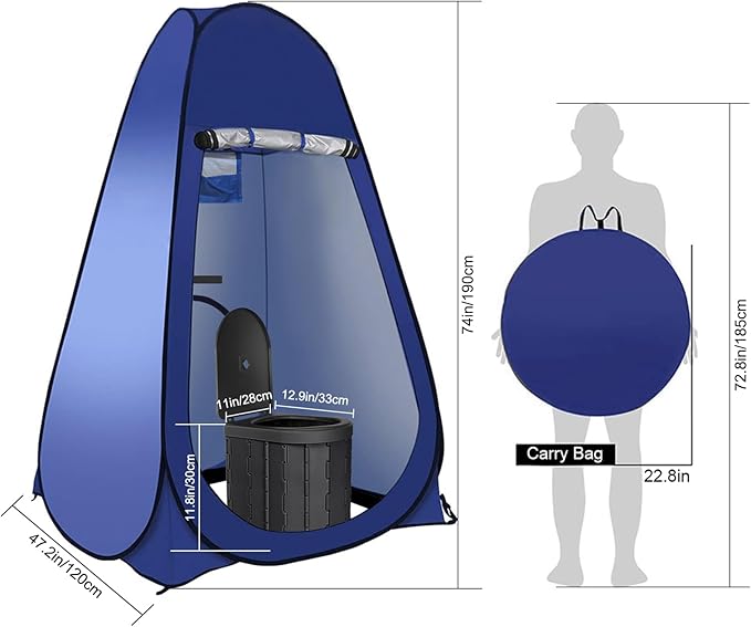 Portable Outdoor Camping Toilet Kit for Adults,Pop Up Privacy Tent, Camping Folding Toilet, 30 Toilet Bags, Washable Foldable for Travel, RV, Car, Beach, Hiking