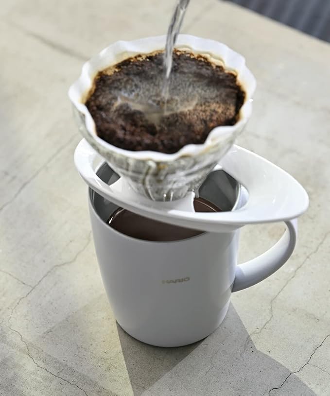 HARIO V60 VDGR-01-W Heat Resistant Glass Transparent Dripper, 01, For 1 to 2 Cups, White, Made in Japan