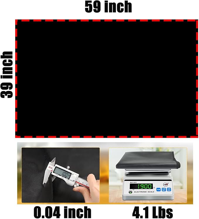 59x39 Inch Heavy Duty Grill Mat - Fireproof Mat for Wood Stove, Fire Pit & Outdoor Grill Protection, Double-Sided Ember Mat with Reflective Strips & Grommets (Non-Slip Deck Safe)