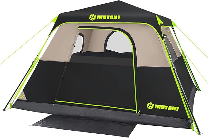 4/6 Person Instant Tent, Waterproof Pop Up Tents for Camping with Rainfly, 60 Seconds Easy Setup, Automatic Cabin Tent for Family Camping with Expandable Carry Bag & Upgraded Ventilation