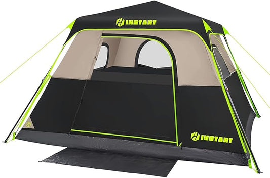 4/6 Person Instant Tent, Waterproof Pop Up Tents for Camping with Rainfly, 60 Seconds Easy Setup, Automatic Cabin Tent for Family Camping with Expandable Carry Bag & Upgraded Ventilation
