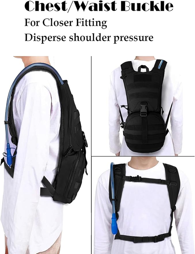 SMONT Tactical Molle Water Hydration Running Backpack - Lightweight with 2.5L Water Bladder for Men Hiking