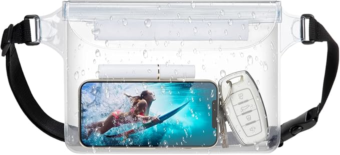 F-color Waterproof Fanny Pack - Waterproof Phone Pouch with Waist Strap - Cruise Essentials 2025 Must Haves Waterproof Pouch Dry Bag Keep Phone Valuables Safe for Beach Kayaking Boating Fishing