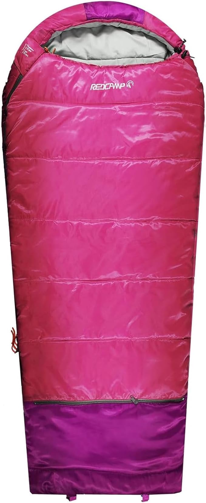 REDCAMP Kids Mummy Sleeping Bag for Camping, 3 Season Cold Weather Sleeping Bag Fit Boys,Girls & Teens, Blue/Rose Red