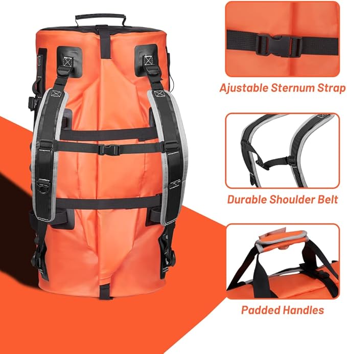 XhuangTech Waterproof Dry Bag,60L Outdoor Gym Bags Shoulder Bag&Handbag Dry Backpack Duffle Bags Water-Resistant Travel Sling Bag For Kayaking, Rafting, Boating, Swimming, Camping, Hiking