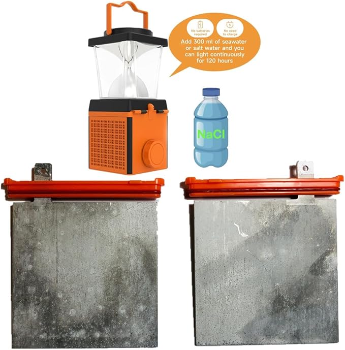 Aluminum Electrodes for Salt Water Camping Lantern, Outdoor Lanterns Camping Essentials Accessories, No Batteries Required, 120H Continuous Lighting , Survival Kit Lamp Electrode for Hurricane