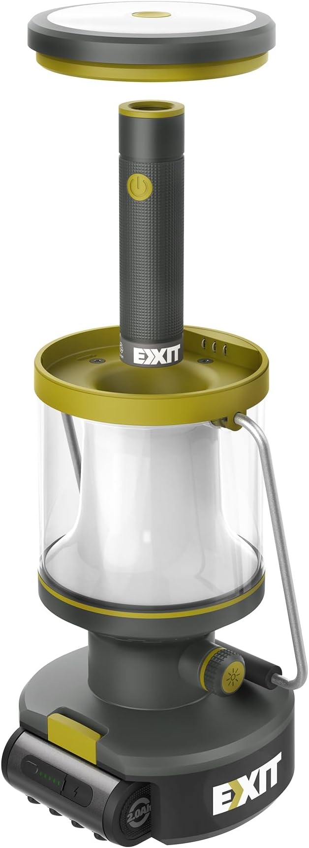 EXIT 20V 3-in-1 Rechargeable LED Lantern EX003, Portable, 800 Lumen Lantern Flashlight for Camping, Hurricane, Emergency, Hiking, Power Outages, 2.0 Ah Battery Included