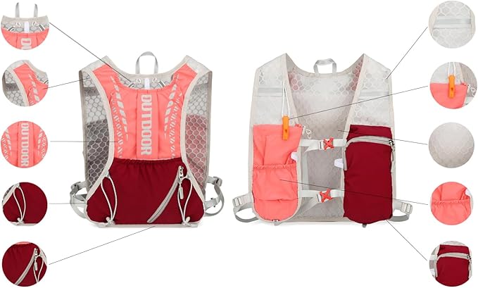 5L Hydration Backpack for Women and Men - Lightweight Running Vest with 1.5L Water Bladder, Water Backpack for Hiking, Running, Biking, Cycling and Rave, Adjustable Straps