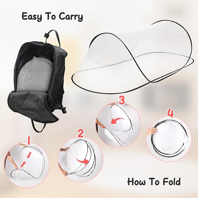 Pop Up Mosquito Net for Bed, Adjustable Anti Mosquito Bed Canopy, Fly Net Tent for Single, Indoor & Outdoor(78 * 56 * 31 inch)