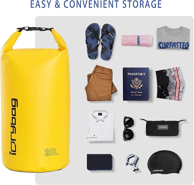 IDRYBAG Dry Bags for Kayaking Waterproof 2L/5L/10L/15L/20L, Small Dry Bag Waterproof Floating, Dry Sack Waterproof Bag for Paddleboarding Travel
