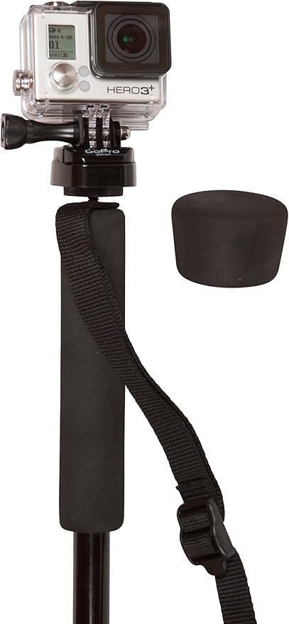 York Nordic PRO Collapsible 4 Piece Trekking/Walking Poles - Pair of monopod Poles w/3 flip Locks, Detachable Rubber feet, and GoPro Camera Mount Black