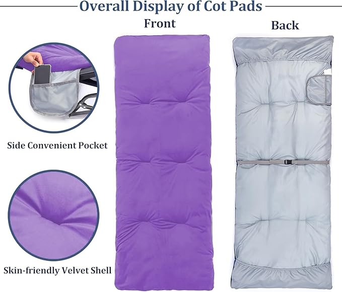 Gehannah Thick Camping Sleeping Pad, Soft Comfortable Microfiber Camping Cot Pads for Adults, Lightweight Foldable Sleeping mats for Traveling Hiking Backpacking Traveling