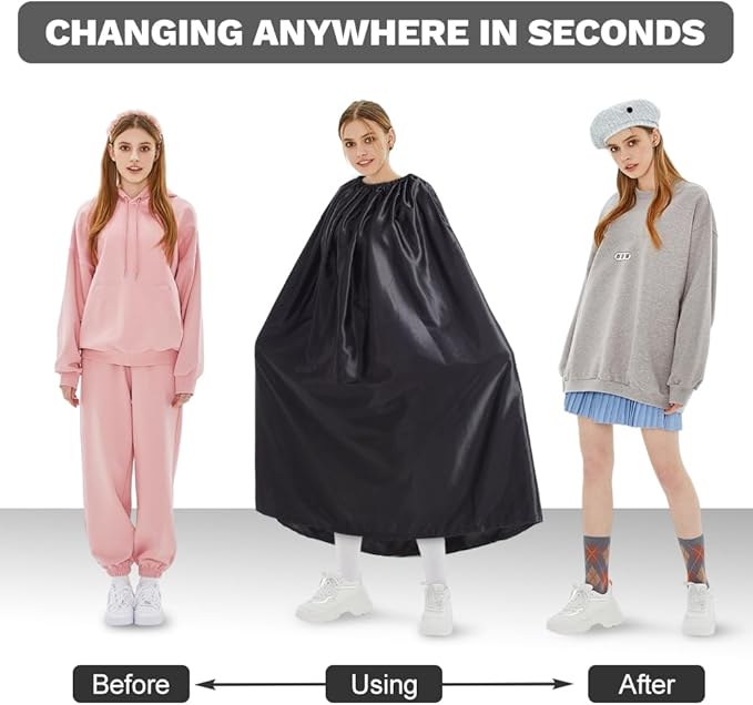 Portable Changing Room,Changing Tent,Satin Instant Dressing Room,Privacy Shelters,for Beach Car Boating Taking Photo(Black)