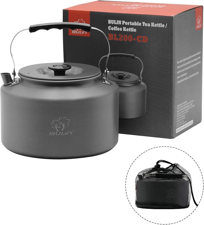 Bulin 1.6L/2.2L Camping Kettle Aluminum Alloy Open Campfire Coffee Tea Pot Fast Heating Outdoor Gear for Boiling Water Ultralight Portable Hiking Picnic Travel