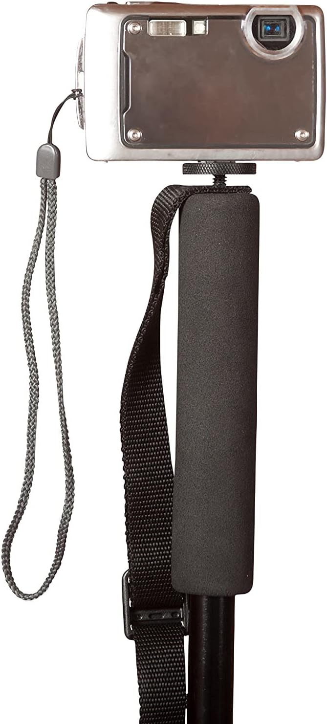 York Nordic PRO Collapsible 4 Piece Trekking/Walking Poles - Pair of monopod Poles w/3 flip Locks, Detachable Rubber feet, and GoPro Camera Mount Black