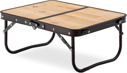 Naturehike Small Camping Folding Table, Portable Camping Side Tables with Adjustable Legs, Folding Beach Table with Carry Bag for Outdoor Camping, Cooking, BBQ, Travel - Wood