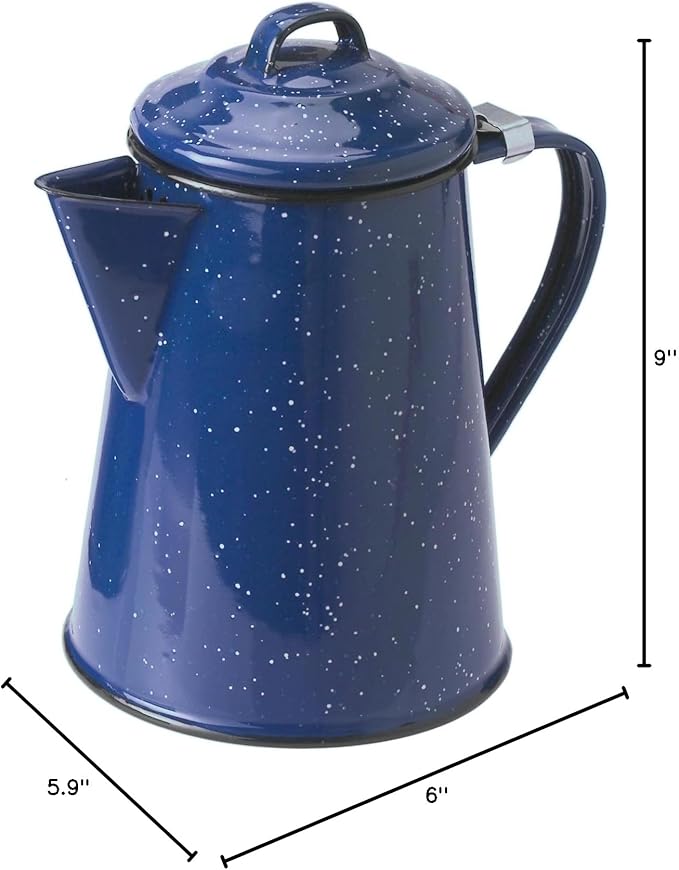 GSI Outdoors Enamel Coffee Pot to Store Hot Coffee, Tea for Camping & Farmhouse - 8 Cup