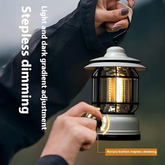 Rechargeable Camping Lantern,Outdoor Camping Light with USB Charging Port,Fearless of Wind and rain,Suitable for Garden,Courtyard,and Lawn Use(White)