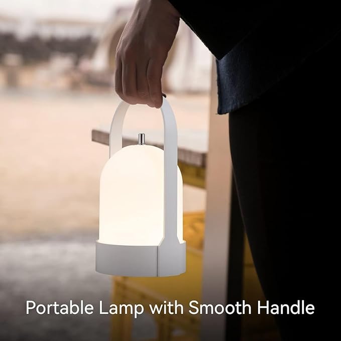 Tubicen Portable LED Cordless Rechargeable Lantern Table Lamp, 4000mAh Powerful Battery Operated Outdoor Table Lamps, 4 Levels Touch Dimmable Night Light for Camping Home Restaurant Bedroom Balcony