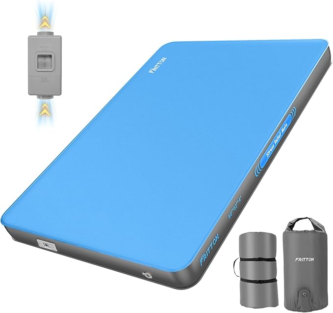 Self Inflating Sleeping Pad with Built-in Electric Pump, 4" Ultra Thick Memory Foam Double Camping Mattress, Fast Deflating Camping Sleeping Pad, 4 Season Insulated Sleeping Pad for Hiking, Tent, Car