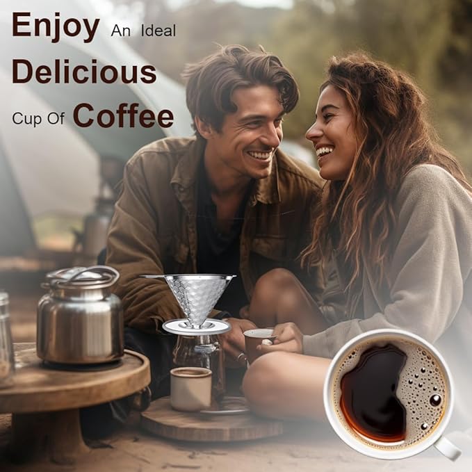 Pour Over Coffee Dripper, Triple Layer Stainless Steel Pour Over Coffee Dripper, Portable Coffee Maker With Detachable Cup Stand, 2-4 Cup Paperless Reusable Pour Over Coffee Filter Non-plastic