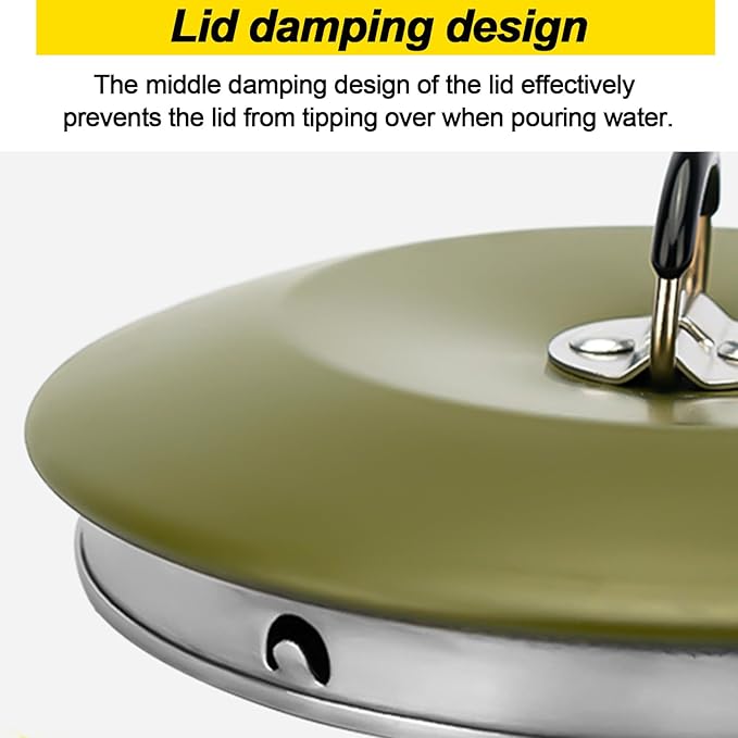 Camping Kettle Camp Tea Coffee Pot, 1L Stainless Steel Outdoor Campfire Camp kettle, Portable Lightweight Teapot Fast Heating Boiling Water, Ideal for Hiking Picnic Travel, Green