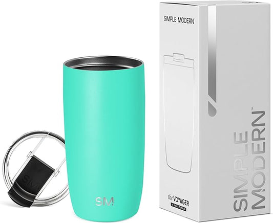 Simple Modern Travel Coffee Mug Tumbler with Flip Lid | Reusable Insulated Stainless Steel Cold Brew Iced Coffee Cup | Gifts for Women Men Him Her | Voyager Collection | 16oz | Tropical Wave