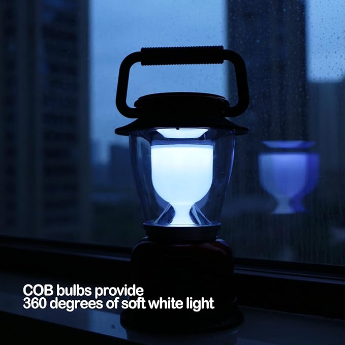 LED Lantern Variable Power Retro Battery Powered Camping Light, COB High Brightness Dimmable Camping Lamp for Hiking, Fishing, Repairing and Emergency Lighting (2)