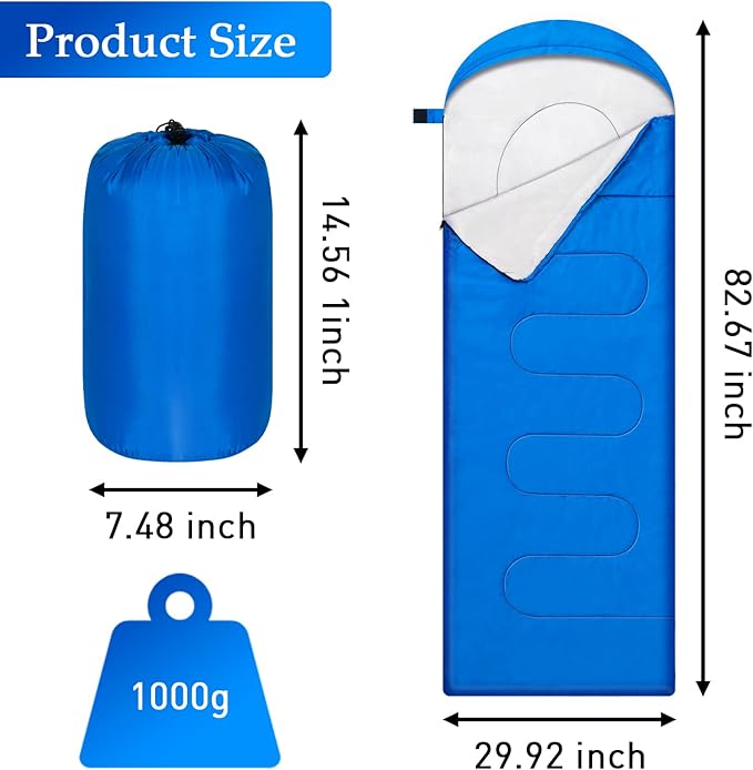 OBTANIM Camping Sleeping Bags Portable Waterproof Sleeping Bag for Adults Kids 4 Seasons Winter, Fall, Spring, Summer Backpacking Hiking Camping Mountaineering Indoor Outdoor Use